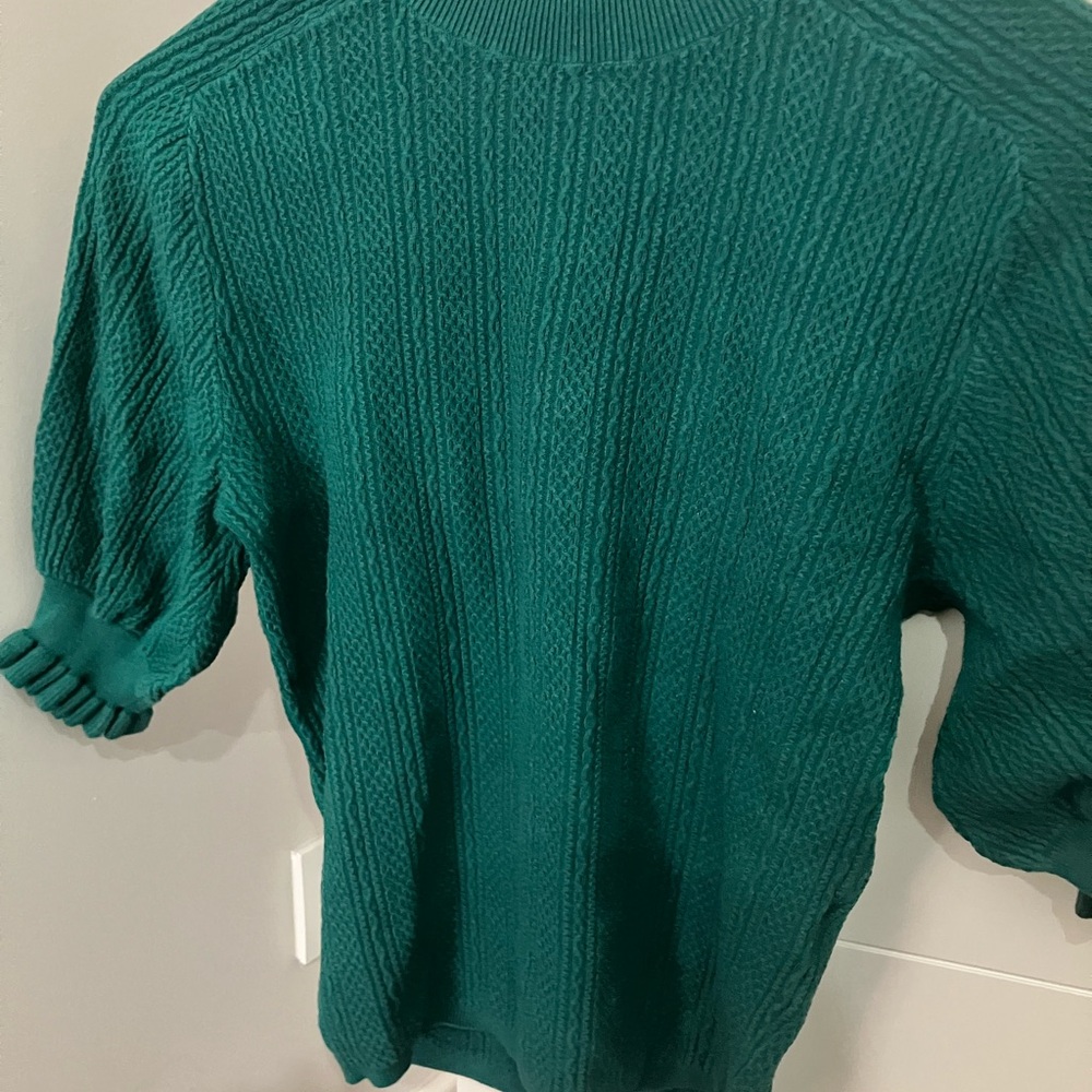 Sezane Emerald Green Cable Knit Sweater